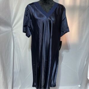 Jones New York Intimates Solid Satin Navy Night Shirt Lounge Wear Size 2X